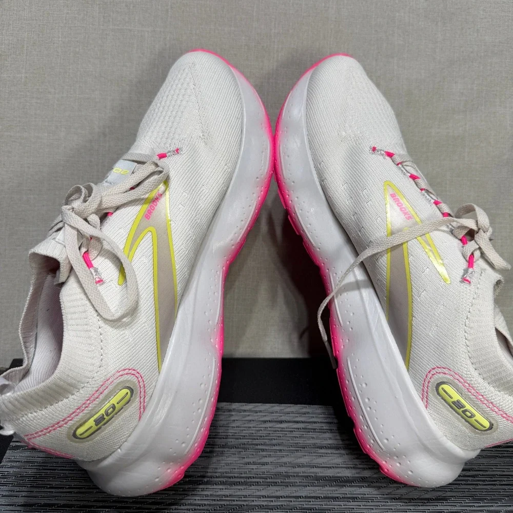 Brooks Glycerin StealthFit 20 - Womens 9 - White Pink Yellow Running 1203721B067